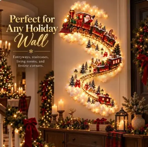 Christmas Magic Trail Wall Light – Festive LED Holiday Silhouette Decor