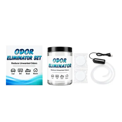Complete USB Odor Eliminator & Air Purifier Set - Active Deodorizing System with Mint Effervescent Tablets