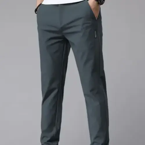 Men's Casual Straight-Leg Cropped Trousers – Lightweight Everyday Chino Pants