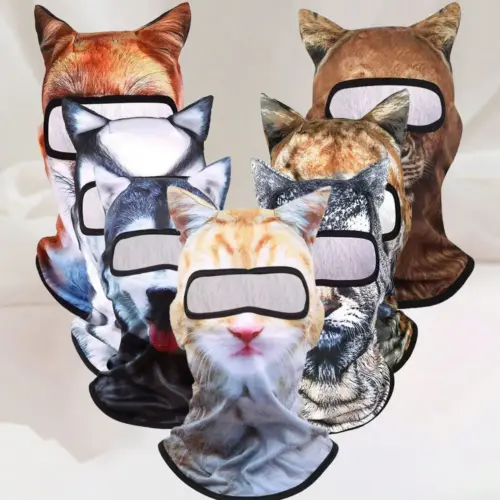 UV Sun-Protective Face Mask with 3D Animal Print – Breathable Mesh Balaclava & Headgear