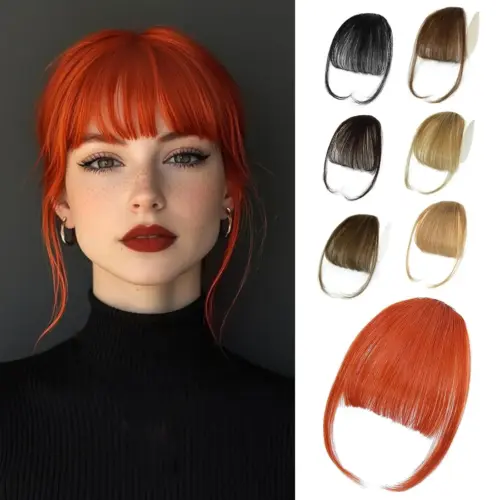 100% Real Human Hair Hand-Woven Bangs Hairpiece – Natural Face-Framing Fringe for Women