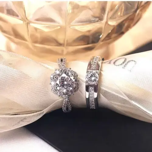 Sparkling Eight Hearts and Eight Arrows Cross Lace Ring – Micro-Pave Square Cut Crystal Statement Band for Women
