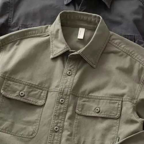 Men's Retro Thickened Twill Work Shirt – Loose-Fit Long-Sleeve Overshirt