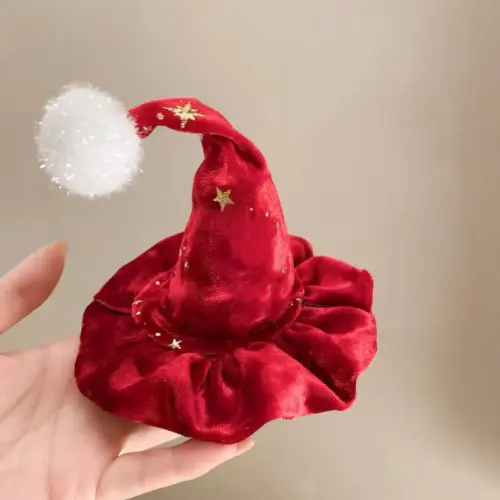 Women's Festive Red Santa Hat Hair Clip - Cute Christmas Star Hairpin Accessory