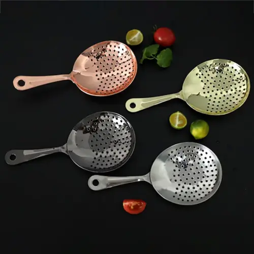 Premium Stainless Steel Perforated Ice Strainer Spoon – Sleek Cocktail & Kitchen Skimmer