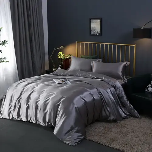 Luxury Washed Silk 4-Piece Bedding Set – Ultra-Soft Satin Weave Fitted Sheet Ensemble