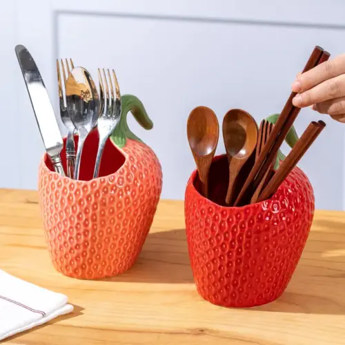 Rustic Ceramic Butter Dish & Kitchen Utensil Holder – Multipurpose Chopstick Caddy & Food Keeper