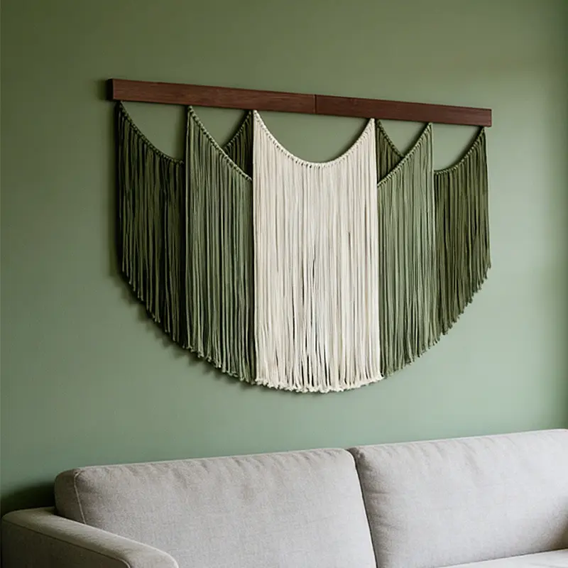 Handmade Bohemian Woven Wall Tapestry - Chic Macrame Cotton Fringe Art Decor