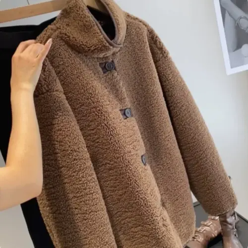 Retro Marbled Stand-Up Collar Jacket – Soft Loose Fit Vintage Leisure Coat