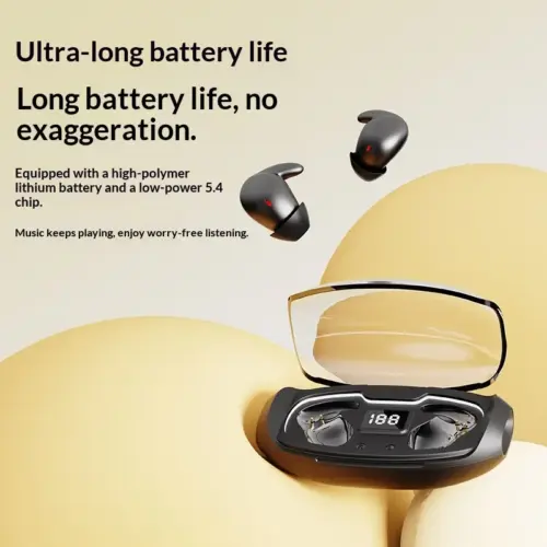 Ultra-Comfort Sleep Wireless Earbuds – Noise-Cancelling In-Ear Bluetooth Headphones with LED Display