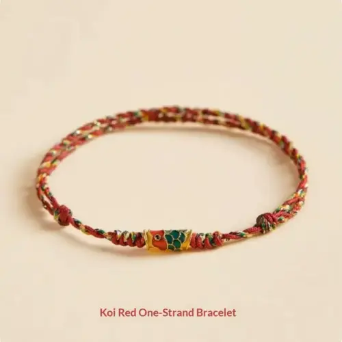 Lucky Koi Fish Red String Bracelet – Adjustable Handmade Good Fortune & Protection Cord