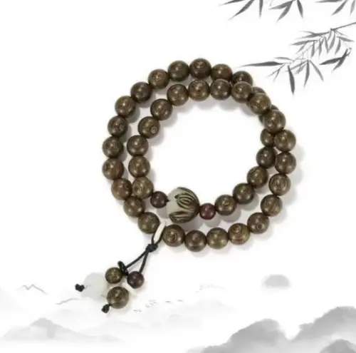 Authentic Golden Sandalwood Beaded Bracelet (10mm) – Handcrafted Spiritual Energy & Meditation Jewelry