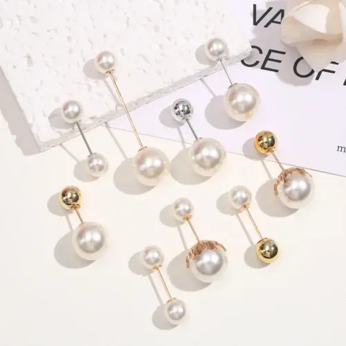 Elegant Faux Pearl Cardigan Clasp & Safety Pin Brooch | Minimalist Dual-End Collar & Shawl Pin for Women