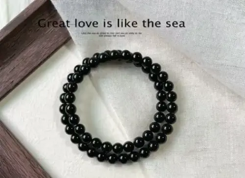 Natural Black Obsidian Beaded Bracelet - 6mm Healing Crystal Energy Jewelry