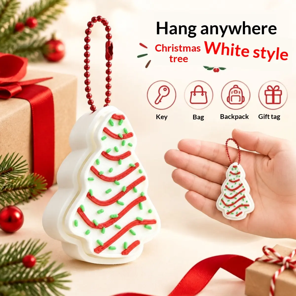 Cute Christmas Desk Decoration & Portable Keychain - Eco-Friendly Holiday Bag Charm