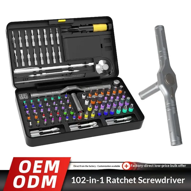 102-in-1 Precision Ratchet Screwdriver Set - Premium S2 Steel Magnetic Tool Kit for Home & Electronics Repair