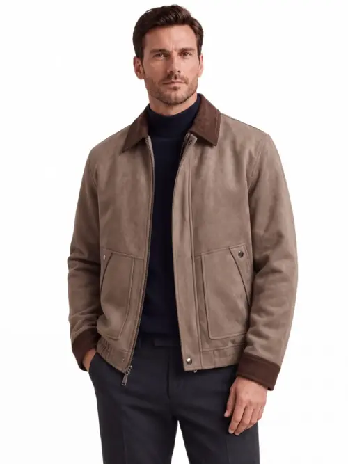 Men's Classic Business Casual Jacket with Suede Collar - Autumn Winter Outerwear Coat