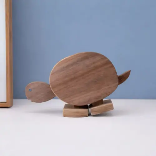 Handmade Wooden Walking Animal Toy – Charming Gravity-Moving Elephant, Rabbit & Turtle Desk Figurine