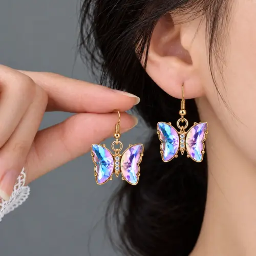 Gradient Butterfly Dangle Earrings for Women | Elegant Light Luxury Statement Jewelry