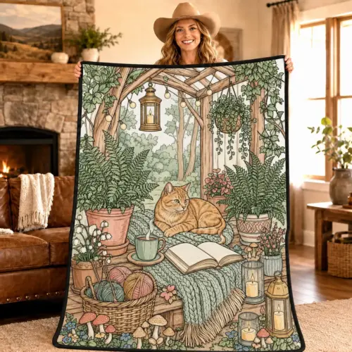 Cozy DIY Mandala Cat Fleece Throw Blanket – Modern Artistic Canvas & Plush Flannel Cover