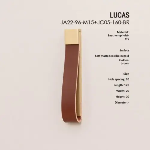 Luxury Genuine Leather Wardrobe Handle – Elegant Gold & Golden Brown Drawer Pull for Cabinets and Kids' Rooms