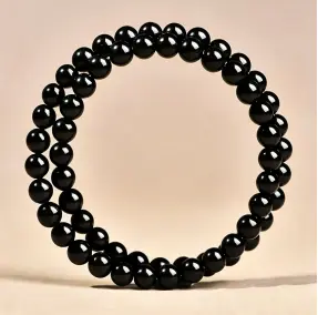 Natural Black Obsidian Beaded Bracelet – Dainty 4mm Healing Crystal Protection Bracelet with Traditional Spiritual Blessing