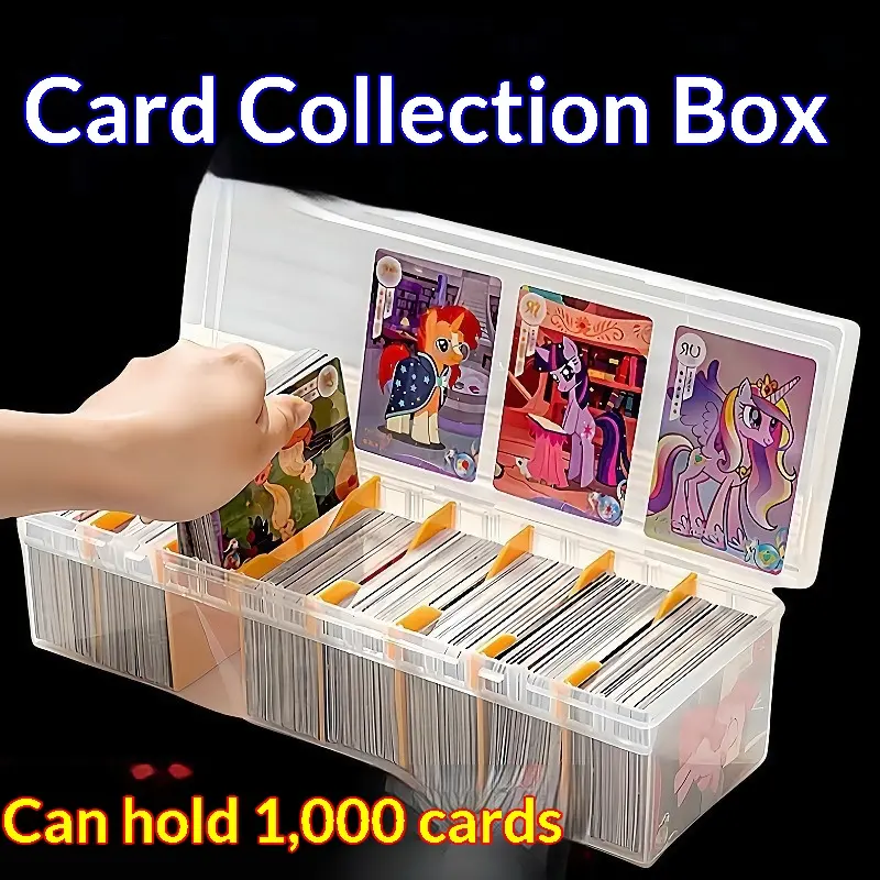 Clear Multi-Compartment Card Storage Box - Durable Plastic Organizer Case for Trading Cards & Accessories