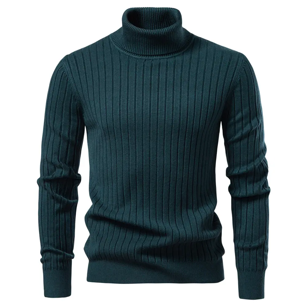 Men's Classic High Collar Knit Pullover Sweater - Autumn & Winter Warm Base Layer