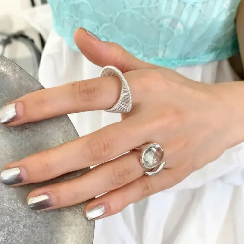 Twisted Braided Open Ring for Women – Silver Tone Frosted Texture Pinky Ring, Korean Ins Style Minimalist Jewelry