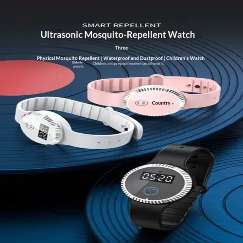 2-in-1 Ultrasonic Mosquito Repellent Watch for Kids & Adults – USB Rechargeable Anti-Mosquito Wristband