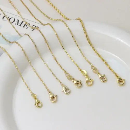 18K Gold Plated Minimalist Chain Necklace for Women - Dainty Layering Chains with Adjustable Extender