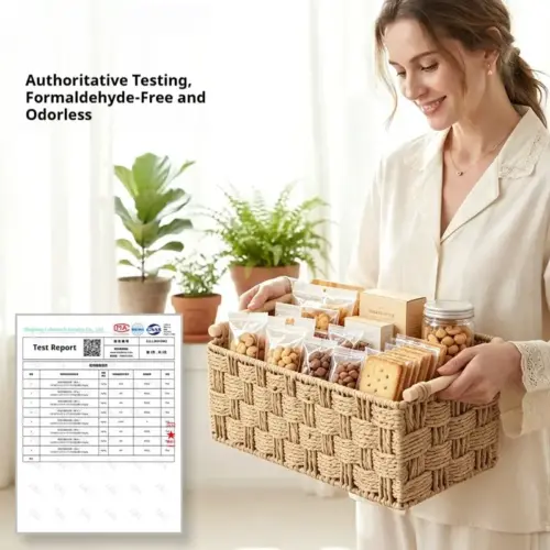 Modern Minimalist Woven Desktop Storage Box – Rectangular Vanity & Cosmetic Organizer