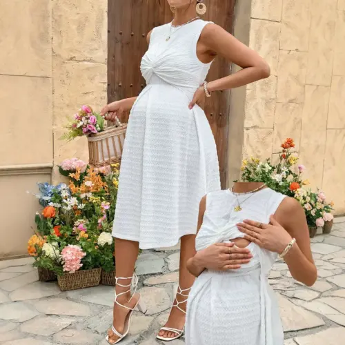 Elegant Sleeveless Maternity & Nursing Dress – Stylish Breastfeeding Dress for Women