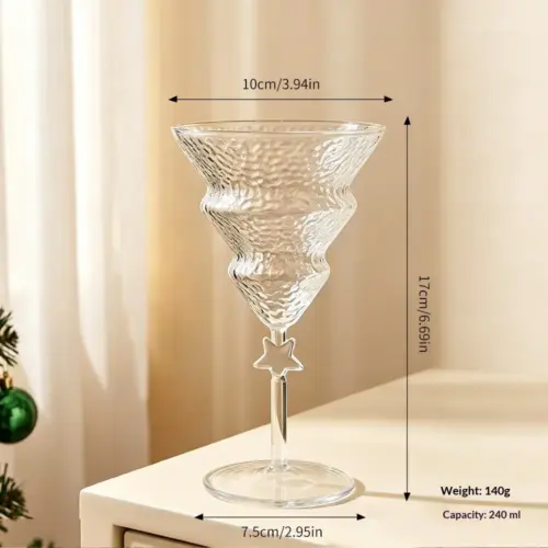 Starry Christmas Tree Vintage Cocktail Goblet – Elegant Holiday Wine Glass (200–300 ml)
