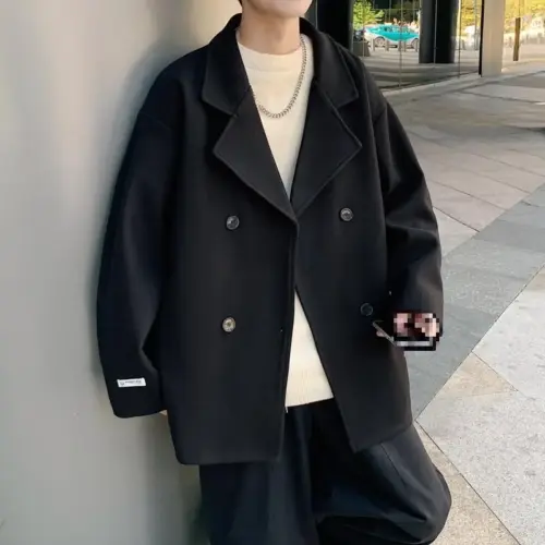 Men's Casual Double-Breasted Trench Coat - Japanese-Inspired Relaxed Fit Overcoat