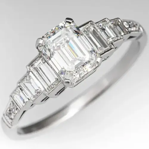 Elegant T-Shape Zircon Ring – Platinum-Plated Geometric Princess Band for Women