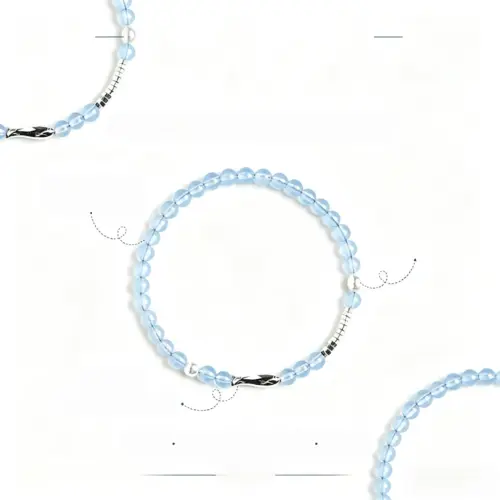 Dainty Aquamarine Color Quartzite Beaded Bracelet for Women – 4mm Energy Crystal Jewelry