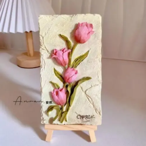 DIY 3D Plaster Relief Painting Kit – Handmade Textured Floral Art Blank with Paint Set