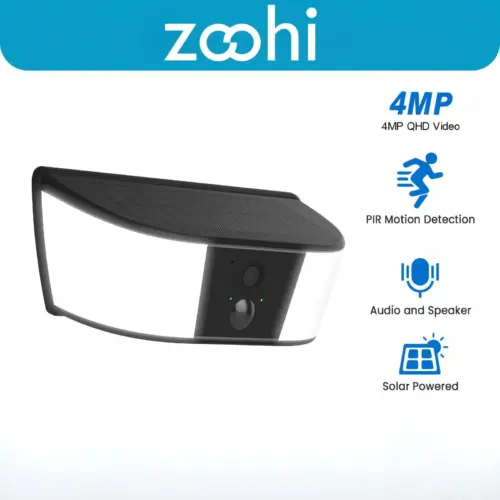 4MP Outdoor Smart Security Camera – Low-Power Floodlight Camera with Infrared Night Vision & Dual WiFi/Ethernet Connection