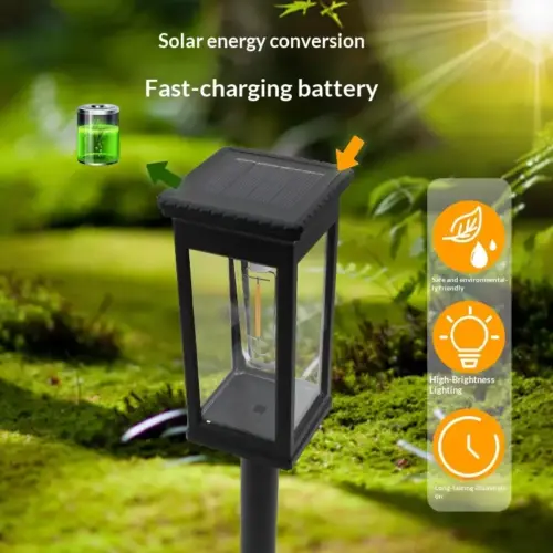 Solar Outdoor Pathway Lights - Vintage Tungsten Filament Landscape & Garden Stake Lights (IP44 Waterproof)