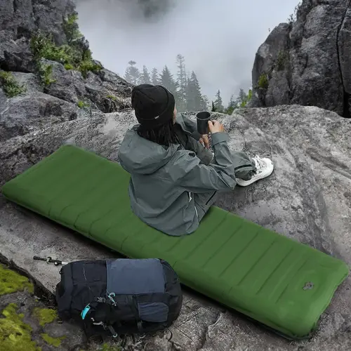 Ultra-Comfort Portable Camping Sleeping Pad with Built-In Foot Pump – Heavy-Duty 3-Layer Inflatable Air Bed (Supports up to 300kg)