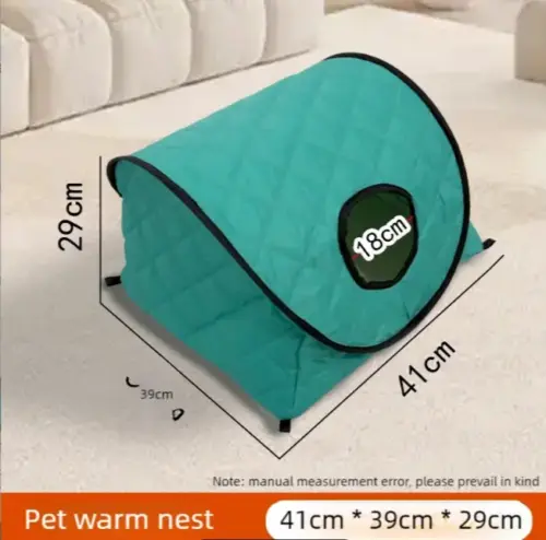 Foldable Insulated Pet Tent Bed – Windproof Thermal Shelter for Cats, Small Dogs, and Rabbits