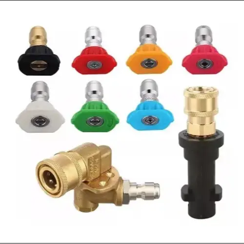 Universal High-Pressure Washer Quick-Connect Adapter & Multi-Angle Spray Nozzle Kit – Compatible with Kärcher & Lutian