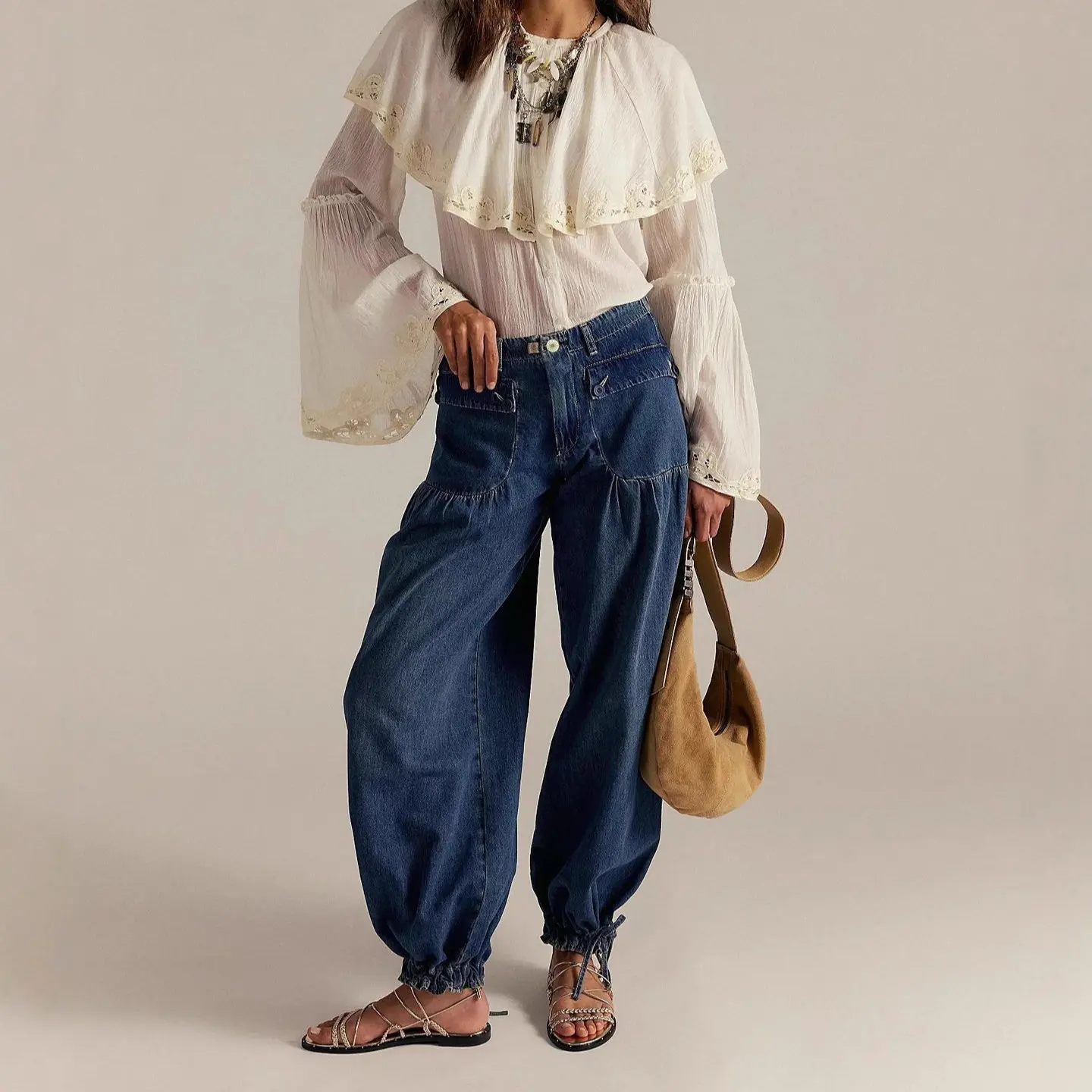 Women's Retro Mid-Waist Loose Fit Jeans – Classic Non-Stretch Vintage Denim Pants