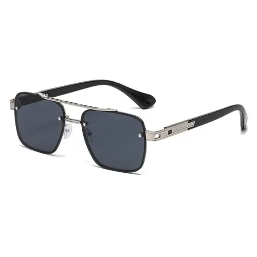 Vintage Square Metal Frame Sunglasses – UV Protective Fashion Eyewear for Men & Women