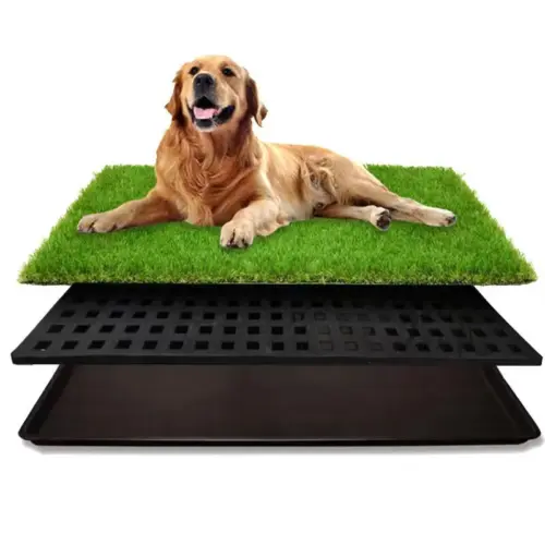 Large Dog Grass Pad with Tray - Reusable Artificial Turf Dog Potty & Indoor Puppy Training Litter Box
