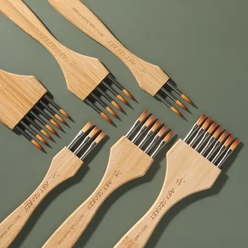 Professional Artist Paint Brushes – Multi-Tooth Texture Comb, Flat, & Round Head Brushes for Acrylic, Watercolor & Oil