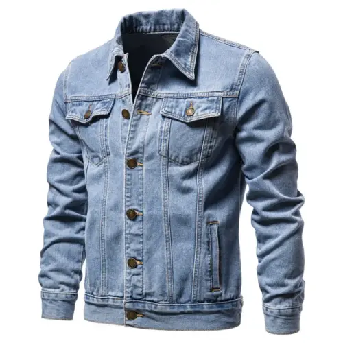 Men's Slim Fit Cotton Denim Jacket - Classic Casual Autumn Winter Jean Coat