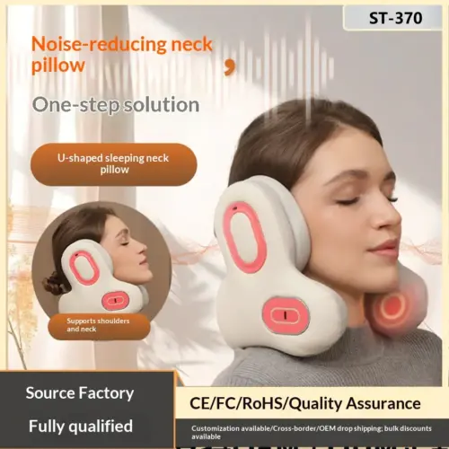 Ergonomic U-Shaped Neck Massage Pillow with Heat Therapy & Bluetooth Music – Portable Cervical Vibration Massager