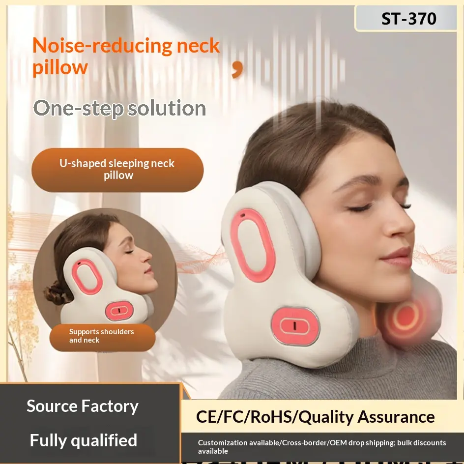 Ergonomic U-Shaped Neck Massage Pillow with Heat Therapy & Bluetooth Music – Portable Cervical Vibration Massager